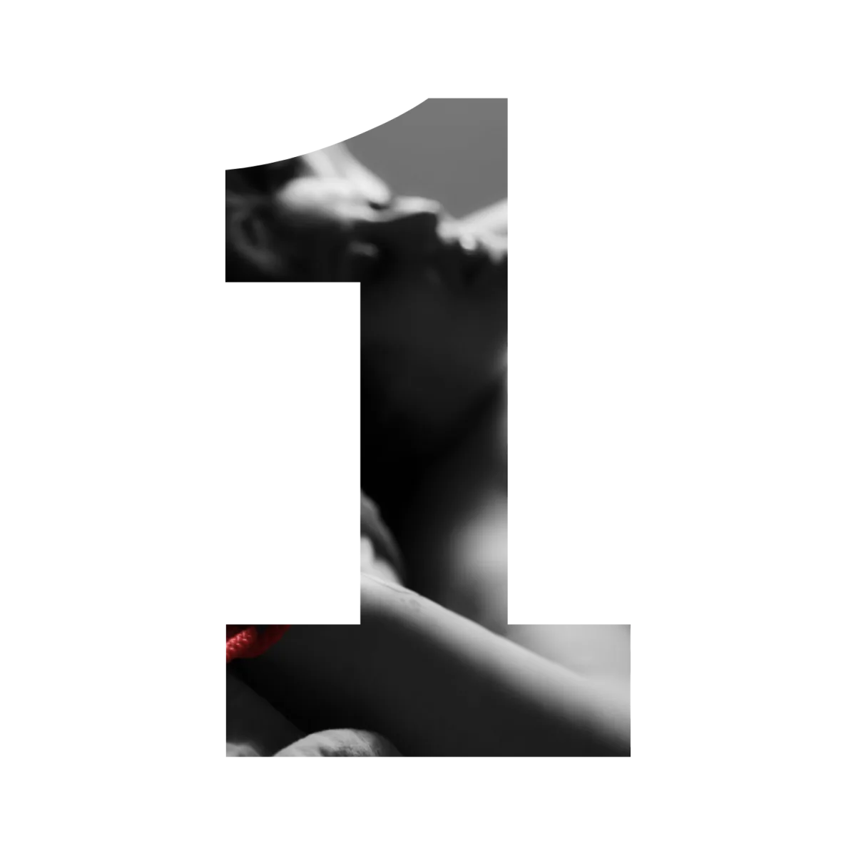 A bridal boudoir photograph cut into the shape of the number one
