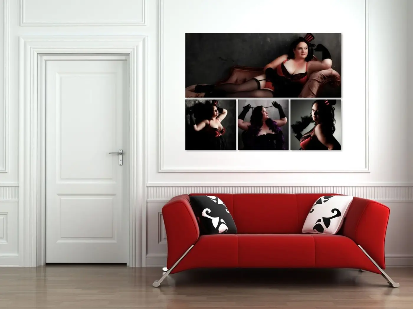 Divine Divas portrait artwork displayed above a sofa